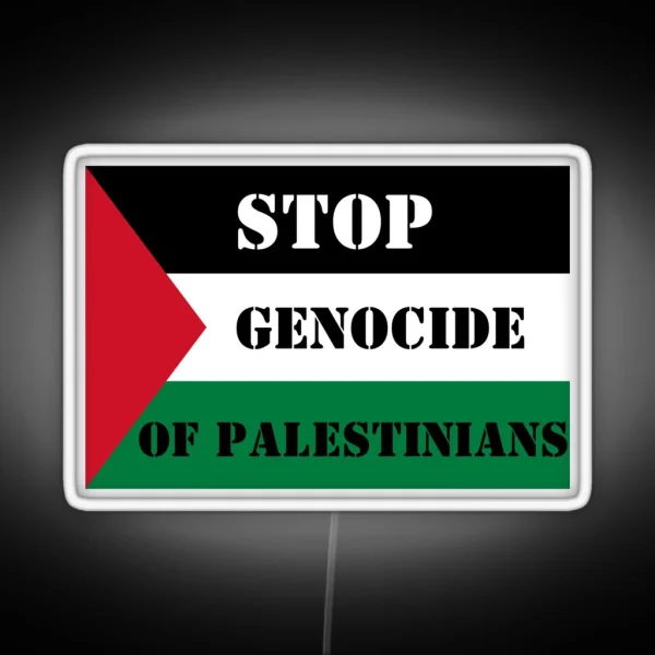 Stop Genocide Of Palestinians Free Palestine With Flag RGB Neon Sign