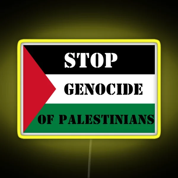 Stop Genocide Of Palestinians Free Palestine With Flag RGB Neon Sign