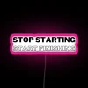 Motivational RGB neon sign quote embracing Agile productivity and finishing skills