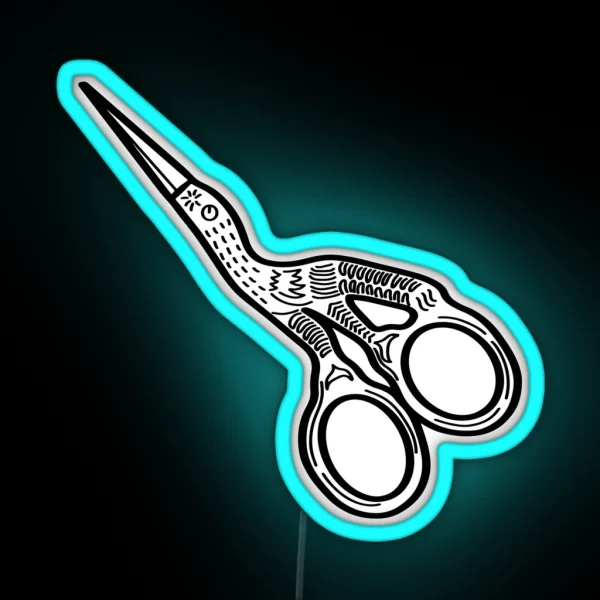 Stork Scissors RGB Neon Sign