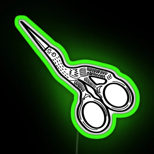 Stork Scissors RGB Neon Sign
