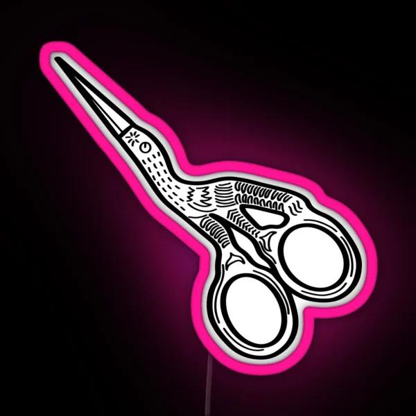 Stork Scissors RGB Neon Sign