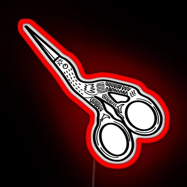 Stork Scissors RGB Neon Sign