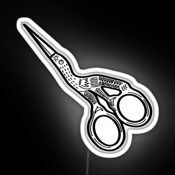 Stork Scissors RGB Neon Sign