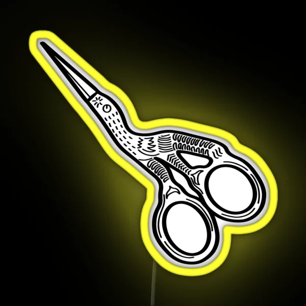 Stork Scissors RGB Neon Sign