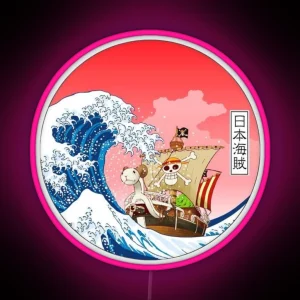 Straw Hat Pirates Monkey D Luffy The Great Wave Off Kanagawa RGB Neon Sign