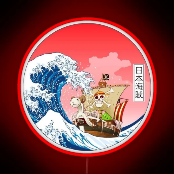 Straw Hat Pirates Monkey D Luffy The Great Wave Off RGB Neon Sign