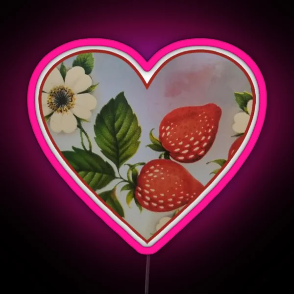 Strawberry And Flower Heart RGB Neon Sign