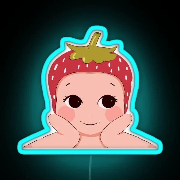 Strawberry Cherub Strawberry Angel Trinket RGB Neon Sign