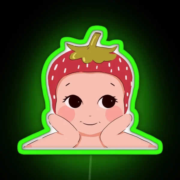 Strawberry Cherub Strawberry Angel Trinket RGB Neon Sign