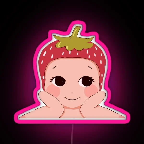 Strawberry Cherub Strawberry Angel Trinket RGB Neon Sign