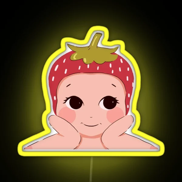 Strawberry Cherub Strawberry Angel Trinket RGB Neon Sign
