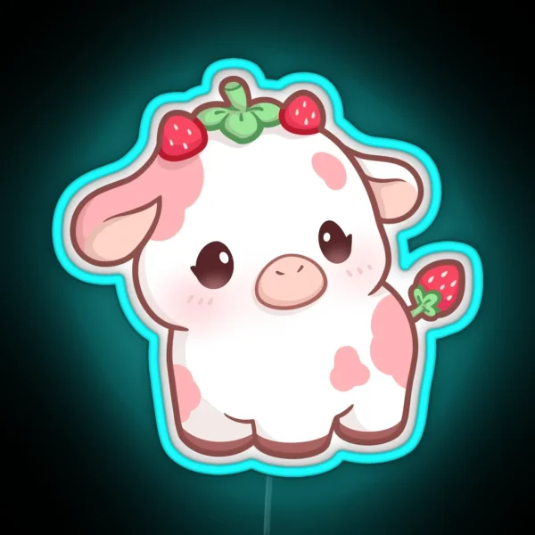 Strawberry Cow RGB Neon Sign