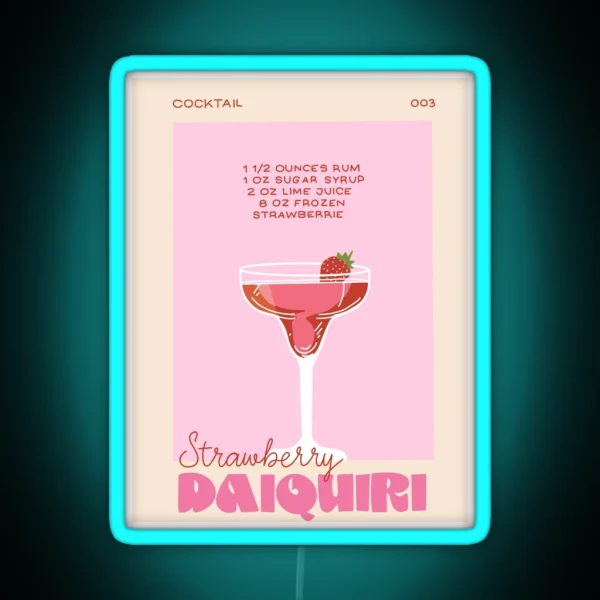 Strawberry Daiquiri Cocktail RGB Neon Sign