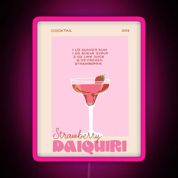 Strawberry Daiquiri Cocktail RGB Neon Sign