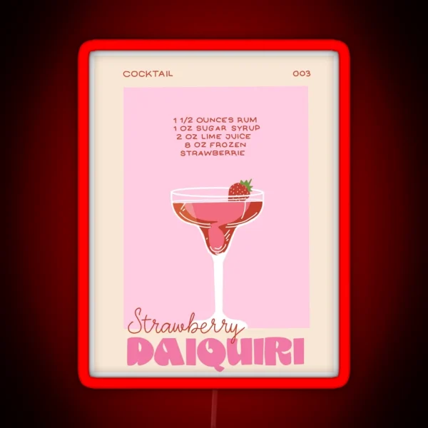 Strawberry Daiquiri Cocktail RGB Neon Sign
