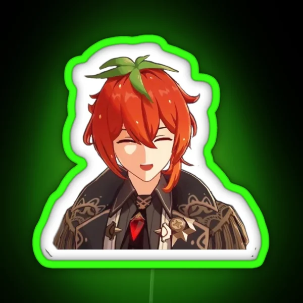 Strawberry Diluc Genshin Impact RGB Neon Sign