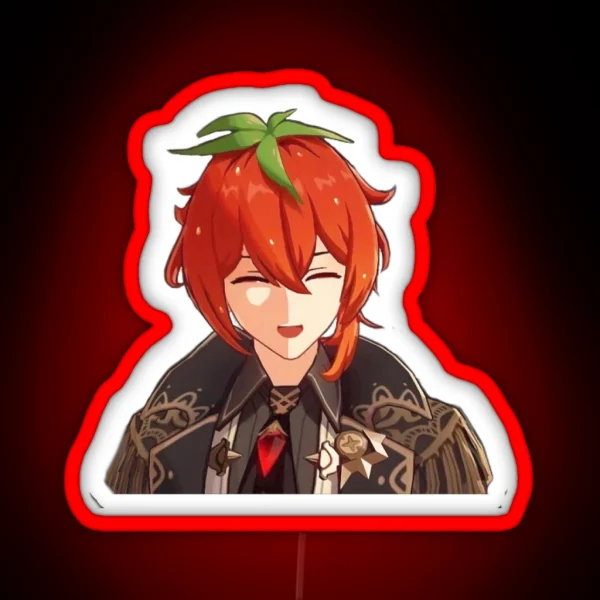 Strawberry Diluc Genshin Impact RGB Neon Sign