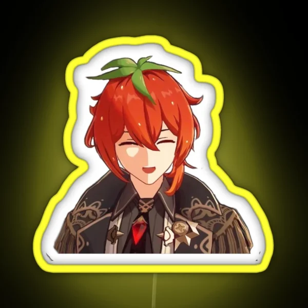 Strawberry Diluc Genshin Impact RGB Neon Sign