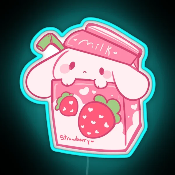 Strawberry Milk Bunny RGB Neon Sign