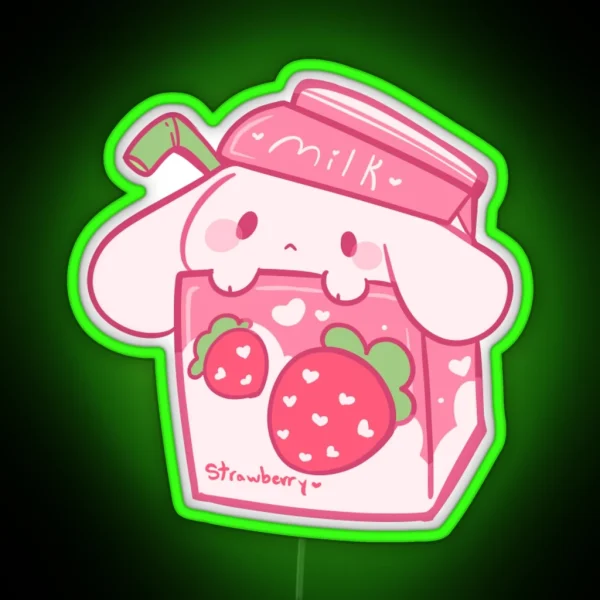 Strawberry Milk Bunny RGB Neon Sign