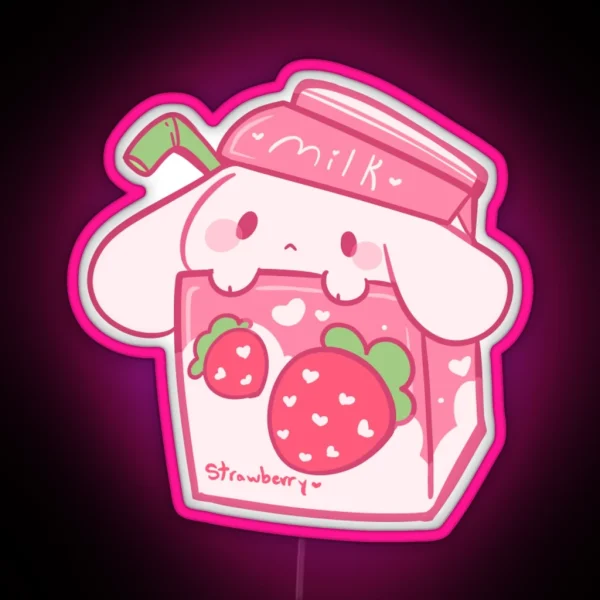 Strawberry Milk Bunny RGB Neon Sign