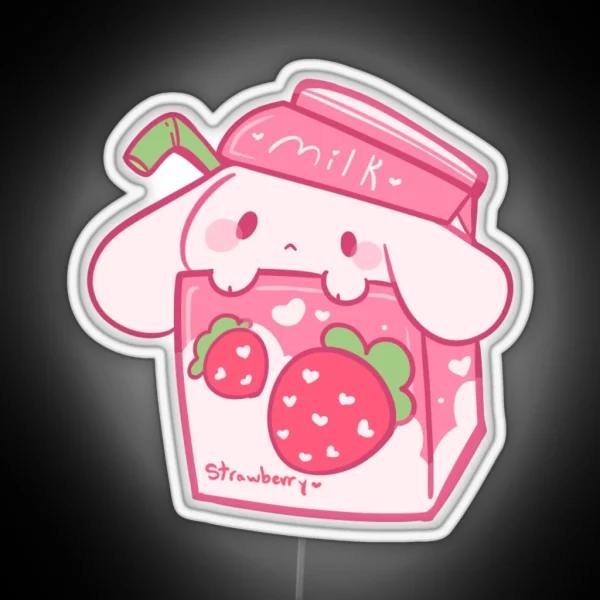 Strawberry Milk Bunny RGB Neon Sign