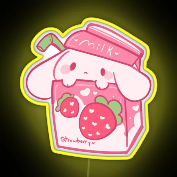 Strawberry Milk Bunny RGB Neon Sign