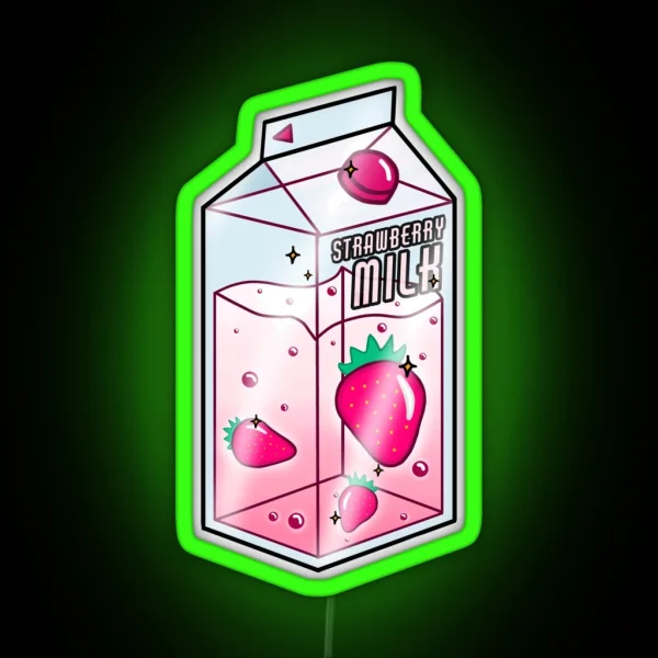 Strawberry Milk Carton Kawaii RGB Neon Sign