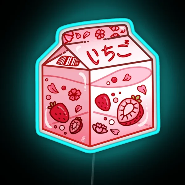 Strawberry Milk Carton RGB Neon Sign