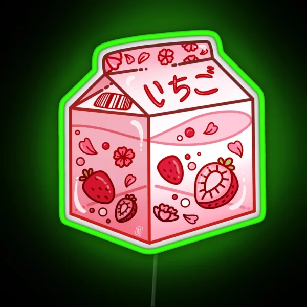 Strawberry Milk Carton RGB Neon Sign