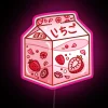 Vibrant strawberry milk carton inspired colorful RGB neon art display