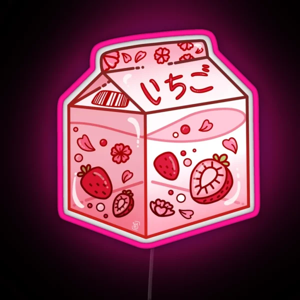 Strawberry Milk Carton RGB Neon Sign