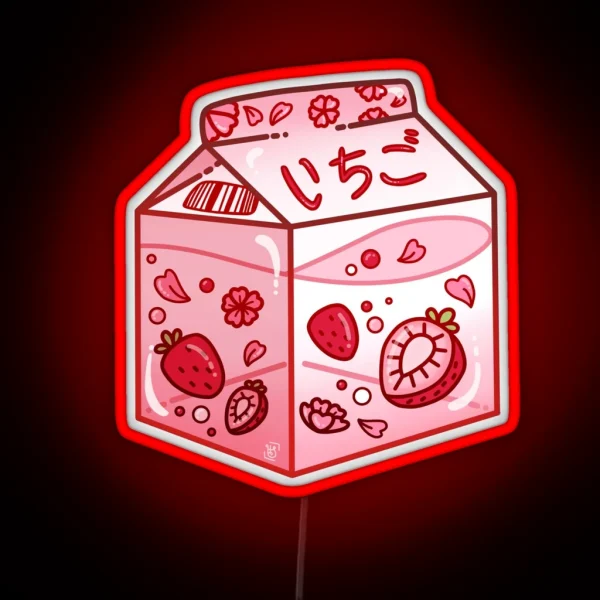Strawberry Milk Carton RGB Neon Sign