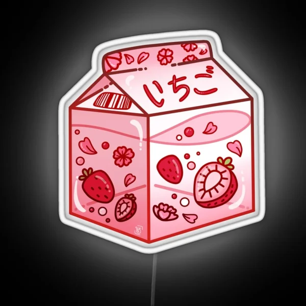 Strawberry Milk Carton RGB Neon Sign