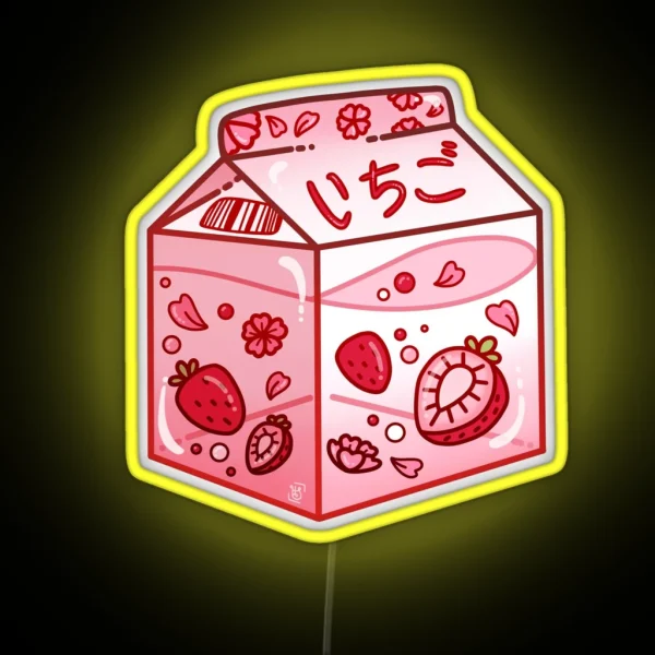 Strawberry Milk Carton RGB Neon Sign