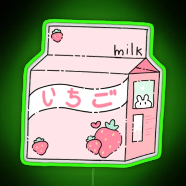 Strawberry Milk RGB Neon Sign