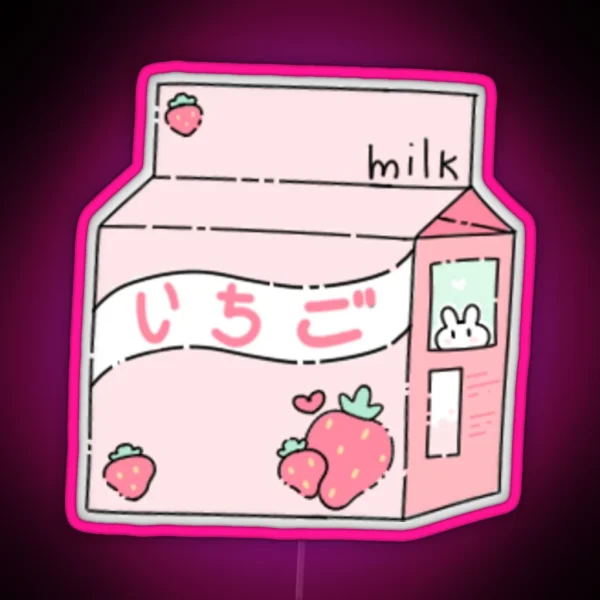 Strawberry Milk RGB Neon Sign