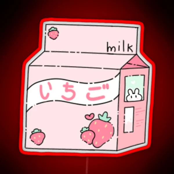 Strawberry Milk RGB Neon Sign