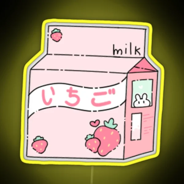 Strawberry Milk RGB Neon Sign