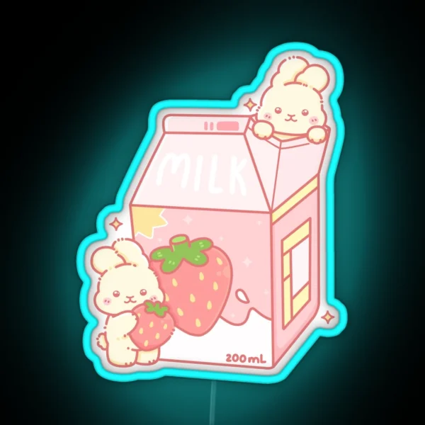 Strawberry Milk RGB Neon Sign