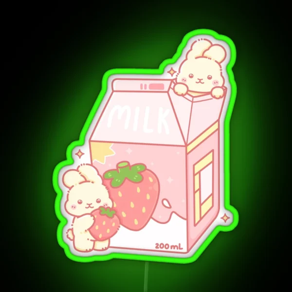 Strawberry Milk RGB Neon Sign