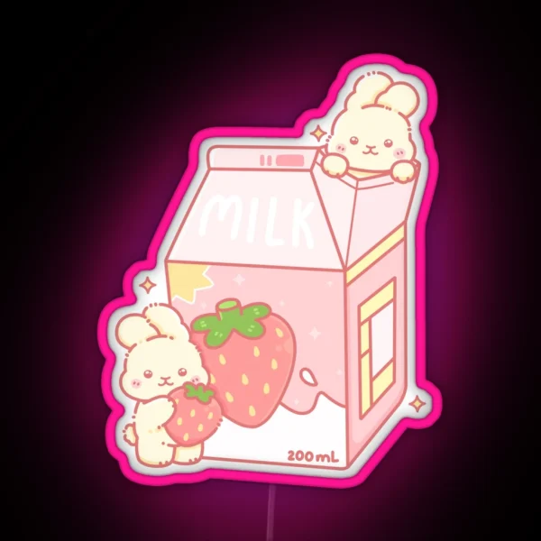 Strawberry Milk RGB Neon Sign