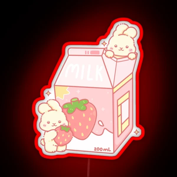 Strawberry Milk RGB Neon Sign
