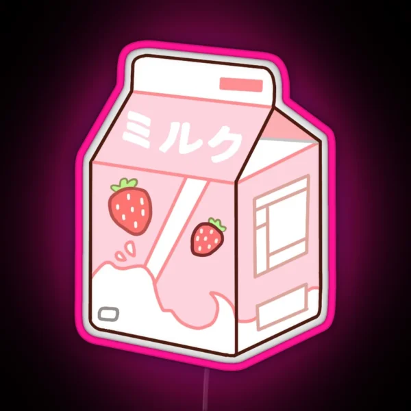 Strawberry Milk RGB Neon Sign