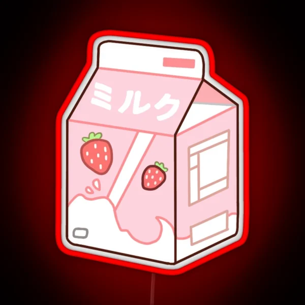 Strawberry Milk RGB Neon Sign