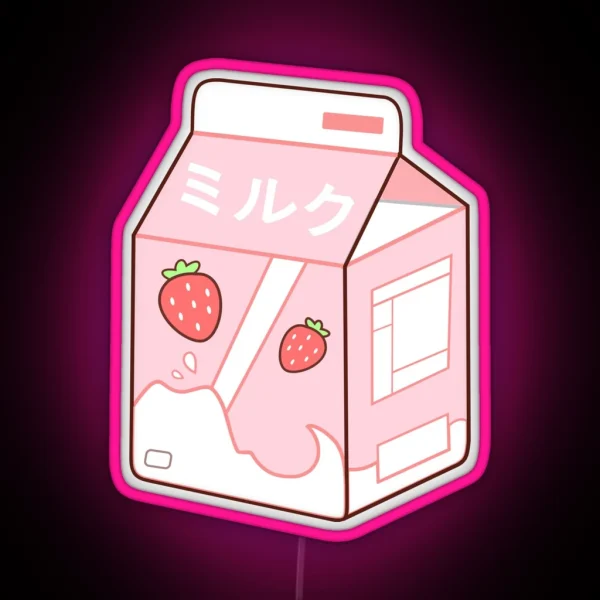 Strawberry Milk RGB Neon Sign
