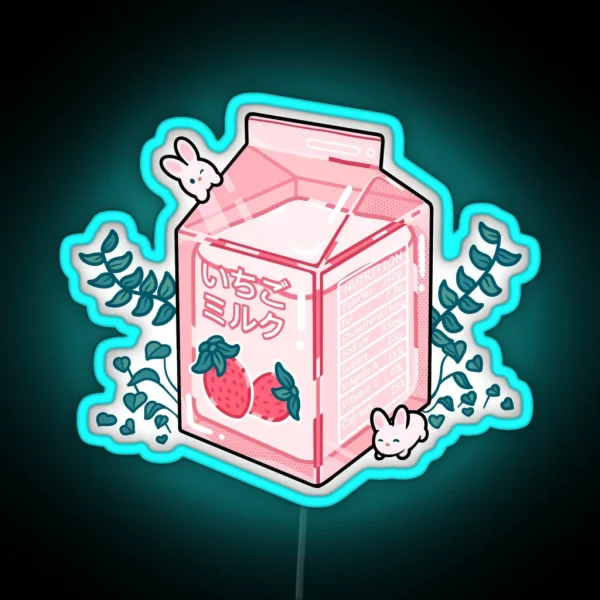 Strawberry Milk RGB Neon Sign