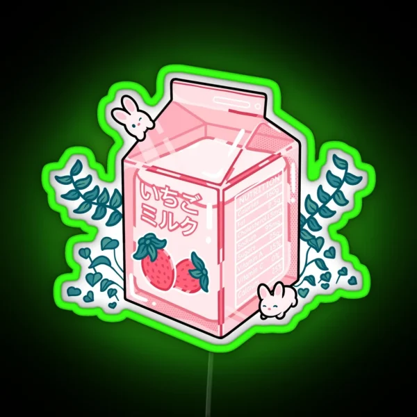 Strawberry Milk RGB Neon Sign