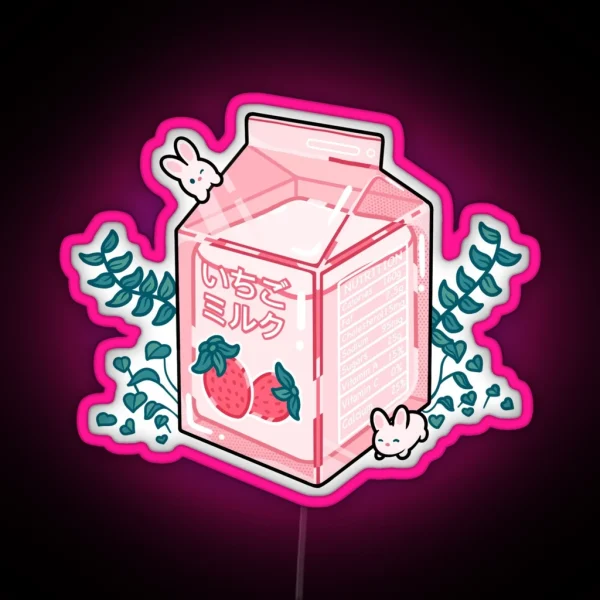 Strawberry Milk RGB Neon Sign